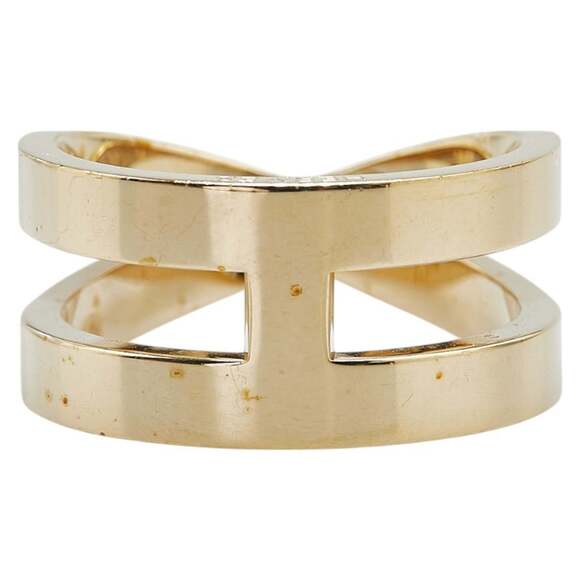 Hermes Ribbon Scarf Ring Gold Plated Women's